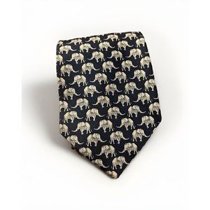 BROOKS BROTHERS Makers Men's 100% Silk Necktie USA Designer ELEPHANTS Blue